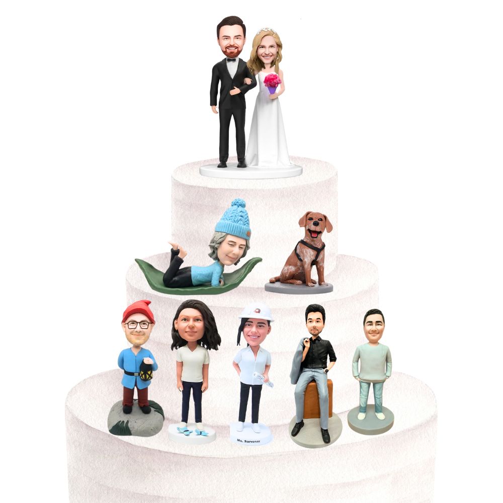 Gâteau à étage avec figurines personnalisées pas chères
