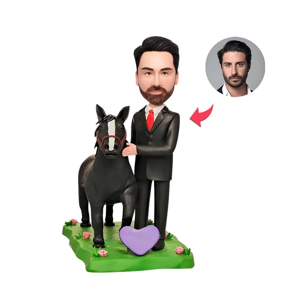 Figurine personnalisée à partir d'une photo avec cheval