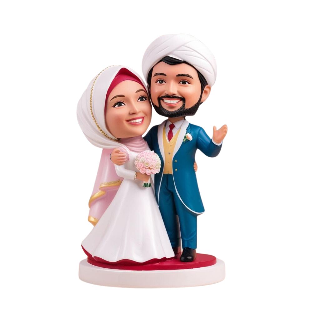 Figurine de mariage personnalisé musulmane tenue traditionnelle